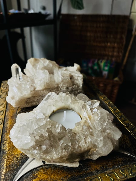 Image of Clear Quartz high grade chunky candle 