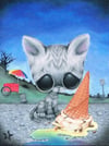 Melted ice Cream Cat Art Print