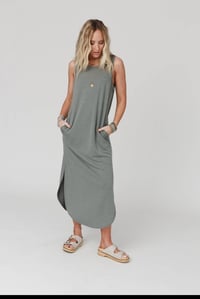 Image 1 of Cassie Sleeveless Pocket Maxi Dress - Light Olive