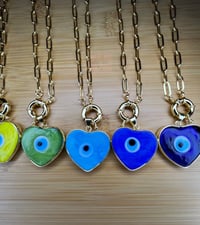 Image 4 of Short Chain Heart Evil Eye Necklace