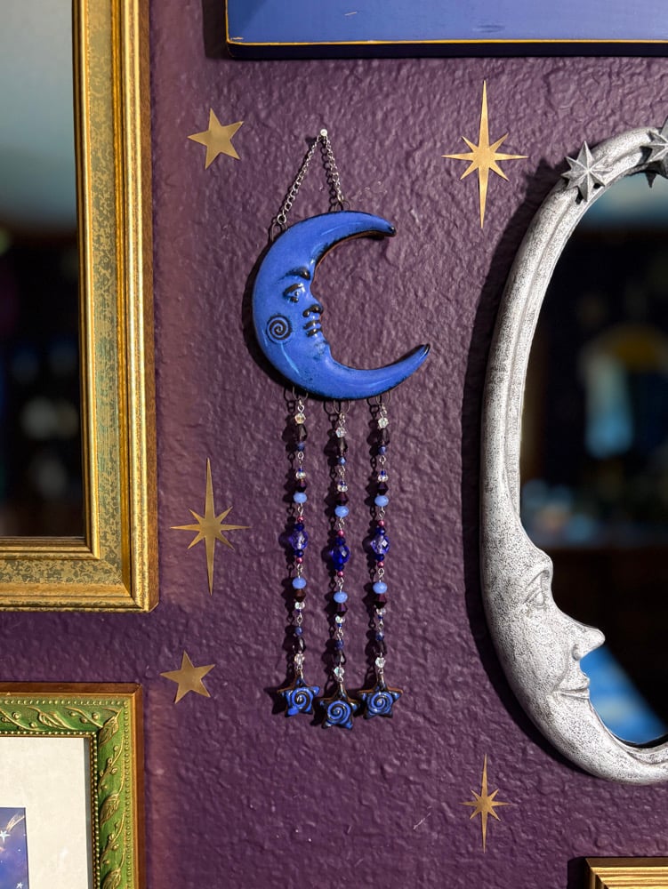 Image of Beaded Moon Wall Hanging #2
