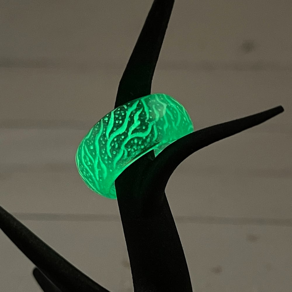 Image of The Anchor || Dragon Age Inquisition || Glow In The Dark Glowing Green Resin Ring