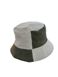 Image 2 of Cream and olive corduroy bucket hat 