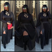 Black high waist skirt with side split 