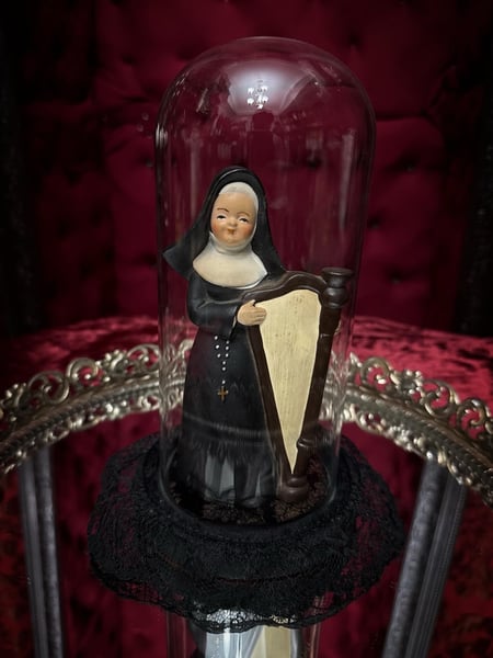 Image of Vintage Nun inside Glass Dome