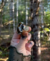 Image 2 of Tiger Eye & Black Sapphire ring~7.5-9