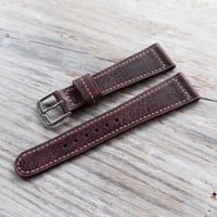 Image 4 of 40's Style Eggplant Chevre Strap - Box Stitch