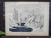 Image 2 of Large -STATEMENT PIECE "1800's Dante Inferno Gustave Dore" page with preserved spider web - D