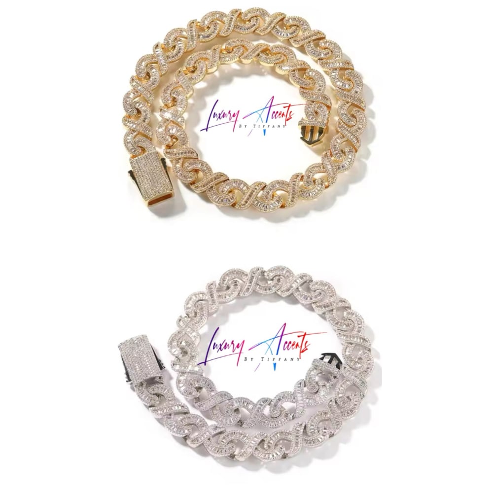 Image of Infinity “BIG BLING” necklace ( yellow & white gold) 18” & 20” pre order 7-14 days to ship