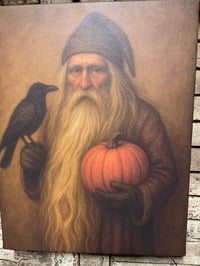 Image 2 of #5.. Olde Harvest Santa ~ Pumpkin ~ Crow ~ Canvas Wrap ~