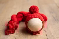 Image 2 of Christmas Red 3-1 Sweater Bonnet + Wrap