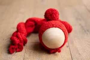 Image of Christmas Red 3-1 Sweater Bonnet + Wrap