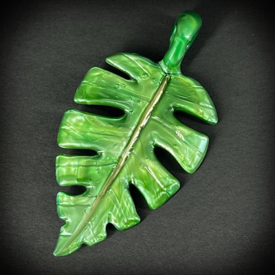 Image of Metallic Green Monstera Leaf Pendant