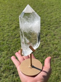 Image 2 of Polished Clear Quartz Crystal Point In Custom Stand #2914