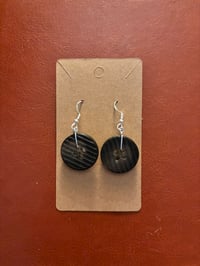 Steampunk repurposed antique button earring brown textured