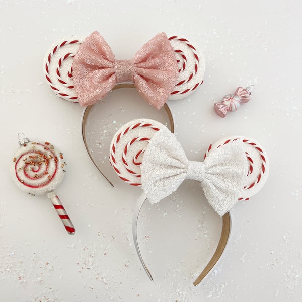 Image of White Candy Cane Glitter Ears