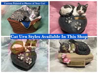 Image 14 of Custom Engraved Handpainted Sleeping Cat In Basket Urn