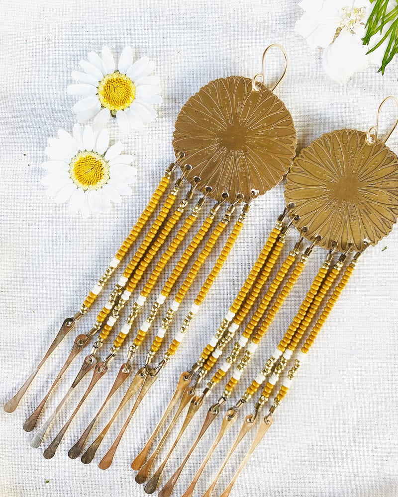 Image of Daisy Earrings Ochre Yellow