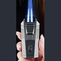Image 2 of The Connoisseurs Jet Flame Cigar Lighter with Built-In Punch Cutter (Gold and Gunmetal) ) 