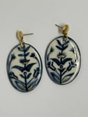 Hand Painted Blue Tile Earrings 60