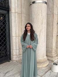 Image 1 of Flower sleeve abaya Green