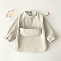 Image 3 of Long-Sleeve Waterproof Baby Smock Bib in Beiges 