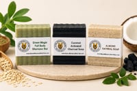 Image 3 of Green, Black, & White Soap Bundle (Green Magic, Charcoal, Almond)