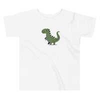 Image 1 of Autism Awareness T-Shirt for Kids - Embroidered White Shirt - Dinosaur Design