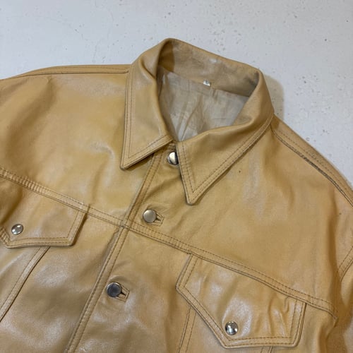 Image of 2000s Leather Trucker Jacket, Size Large