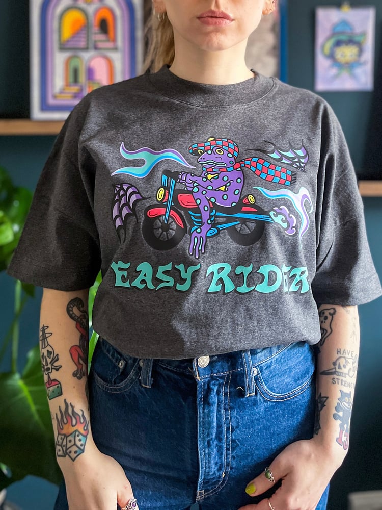 Image of Grey Recycled Easy Rider Frog Tee