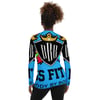 BOSSFITTED Deep Sky Blue AOP Women's Long Sleeve Compression Shirt