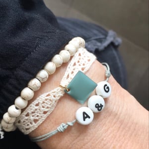 Image of Ceramic letter and star Bracelet