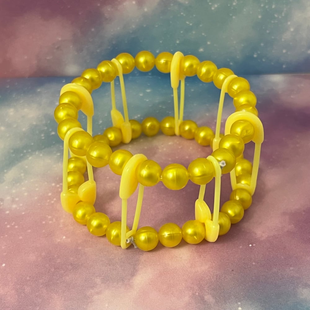 Image of Safety Pin Kandi Cuff Bracelet