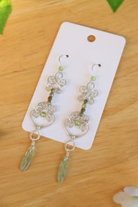 Image 1 of Green Garnet /  Kyanite / Peridot Chandelier Earrings