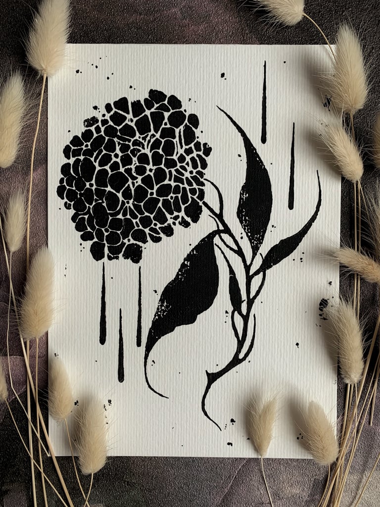 Linogravure Hortensia - A5 