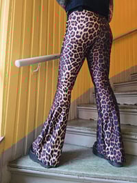 Image 7 of Studded flared leopard spandex pants