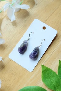 Image 1 of Raw Amethyst Sterling Silver Earrings