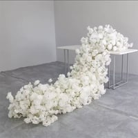 Image 2 of Silk White Flower runner cherry blossom with rose 220 cm long