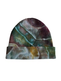 Image 4 of Adult Knit Cuff Beanie in Earthy Geode Ice Dye