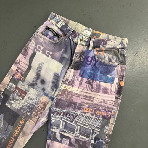 Image of Women’s Moschino all over print trousers, size 28" x 28"