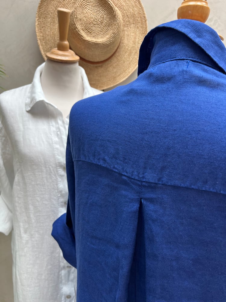 Image of Robe En Lin Daphné Bleu Majorelle