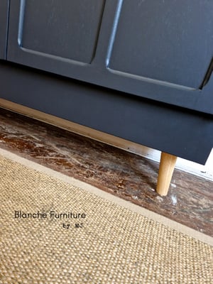 Image of Nathan Squares Slim Sideboard in Ash grey on Wooden Tapered Legs