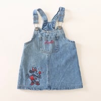 Image 1 of Disney Baby Girls Blue Denim Minnie Mouse Dress Overalls