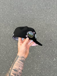 Image 3 of PINK BRIM BLACK LOS ANGELES DODGERS CUSTOM FITTED CAP