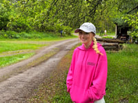 Image 1 of Stoned Embroidered Champion Hoodie-Pink