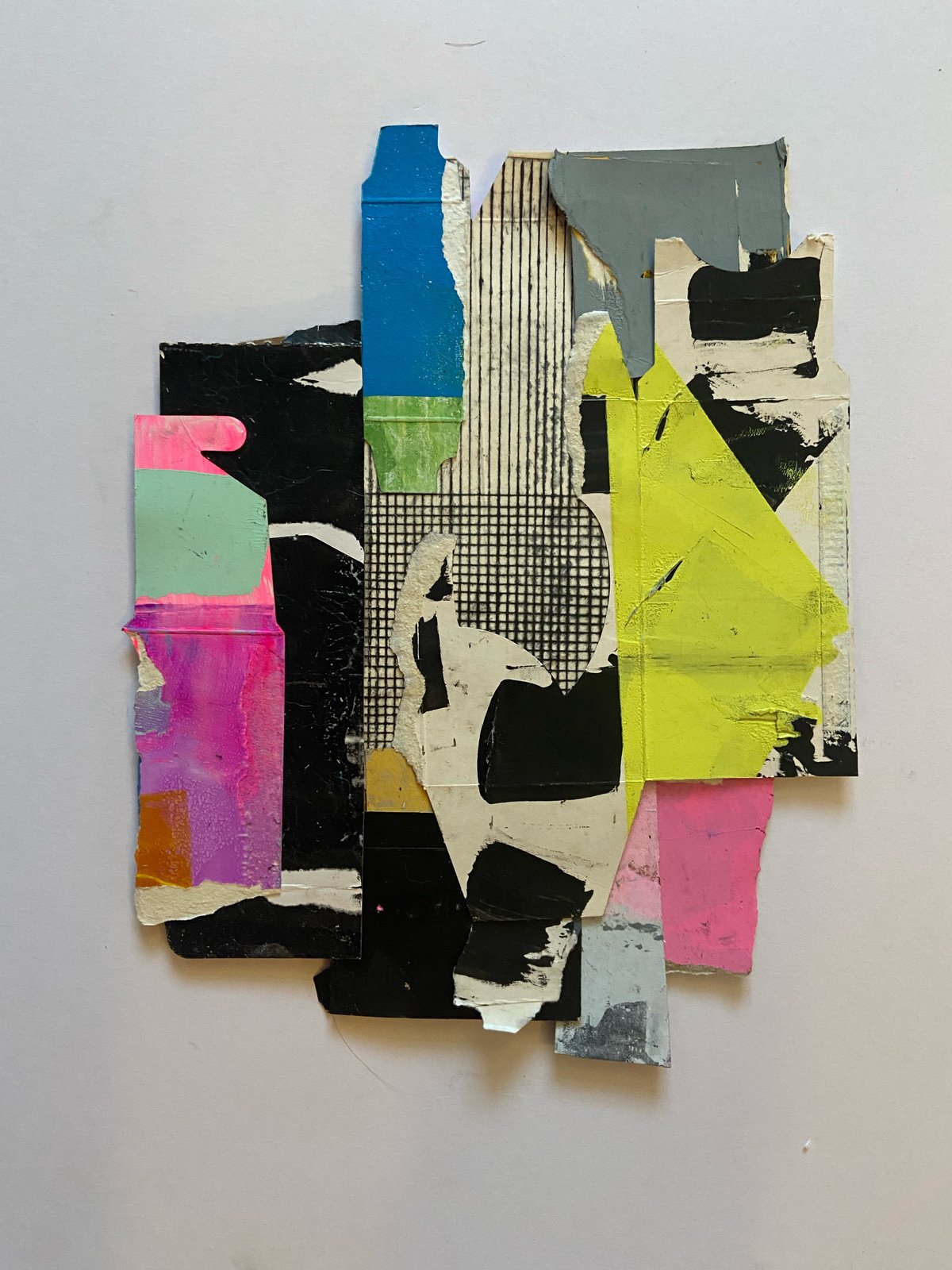 Central Grid Printed Cardboard Collage | Sarah Bagshaw Art