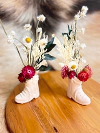 Image 1 of Mini Boot Flowers Red ( Pairs Only )