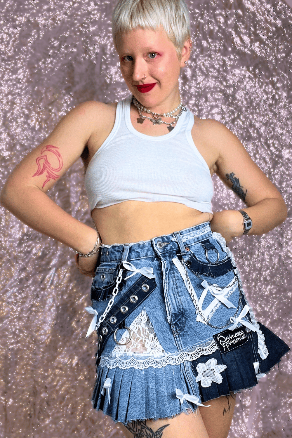 Image of Upcycled Denim Skirt - Jessica