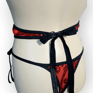 Image of Crimson Red Sequin Waistbelt Garter