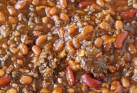 Baked Beans (w/ Green peppers, Onions and Ground Meat)